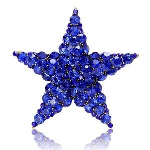 Star Royal Blue Crystal Brooch